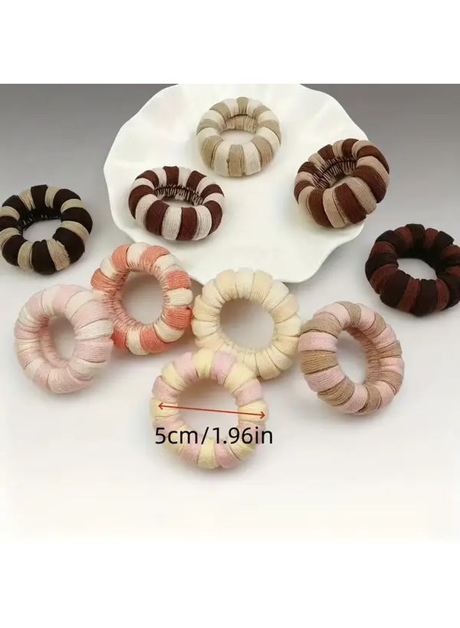 5pcs Gradient Pink Thickened Hair Ties High Elasticity No Damage Hair Autumn Winter - Image 4